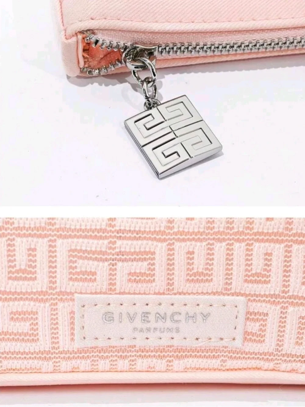 Givenchy Parfums Makeup Pouch Cosmetic Bag Transparent Flat Nude Pink New